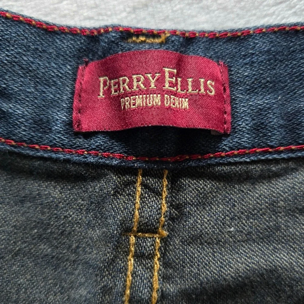 Perry Ellis Premium Denim Mens 36x32 Dark Wash Straight Leg Jeans 100% Cotton